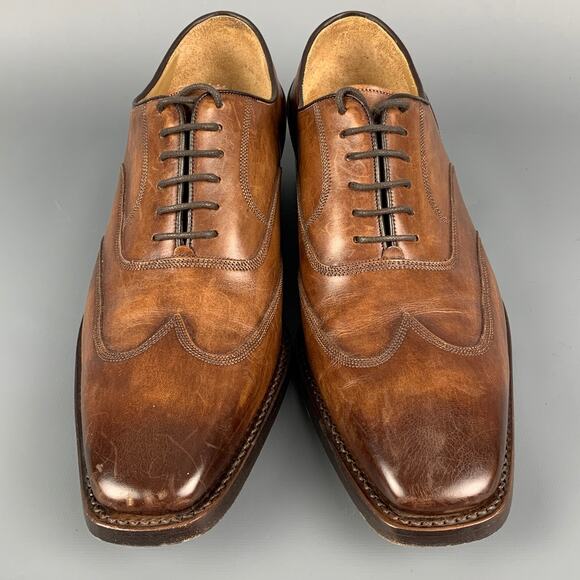 CALZOLERIA HARRIS Size 7.5 Brown Antique Leather Oxford Lace-Up Shoes - Picture 4 of 8